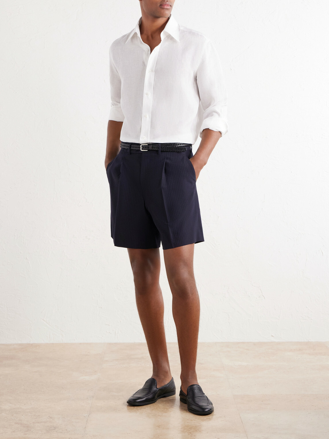 Thom Sweeney - Linen Straight Point Collar Shirt - Neutrals