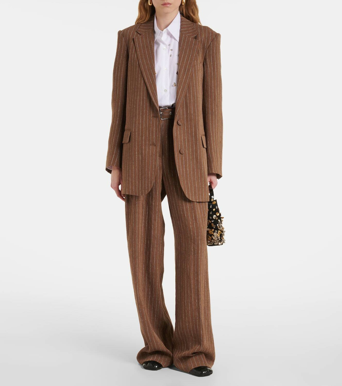 パンツ DRIES VAN NOTEN Caramel Viscose Blend Wide-Leg Pant Dries Van Noten Wool Wide Leg Podium Pants in Camel Brown
