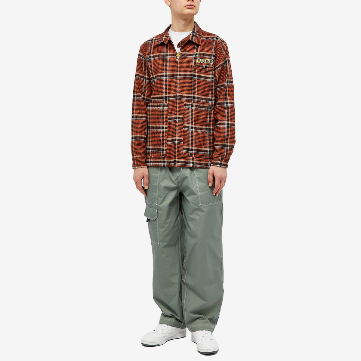 Butter Goods Plaid Flannel Insulated Overshirt Brown/Beige