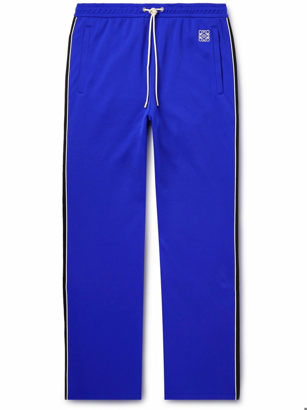 Photo: LOEWE - Logo-Embroidered Striped Tech-Jersey Track Pants - Blue