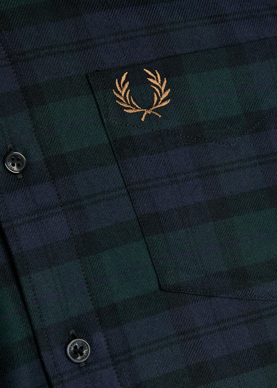Fred Perry Blackwatch Tartan Flannel Shirt Navy