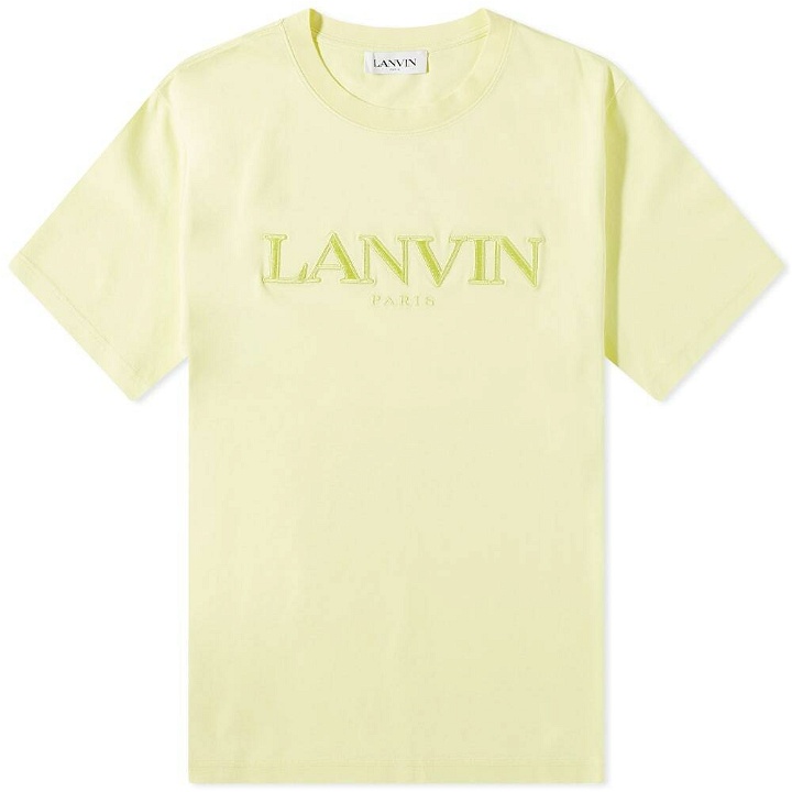 Photo: Lanvin Men's Tonal Embroidered Logo T-Shirt in Lemon