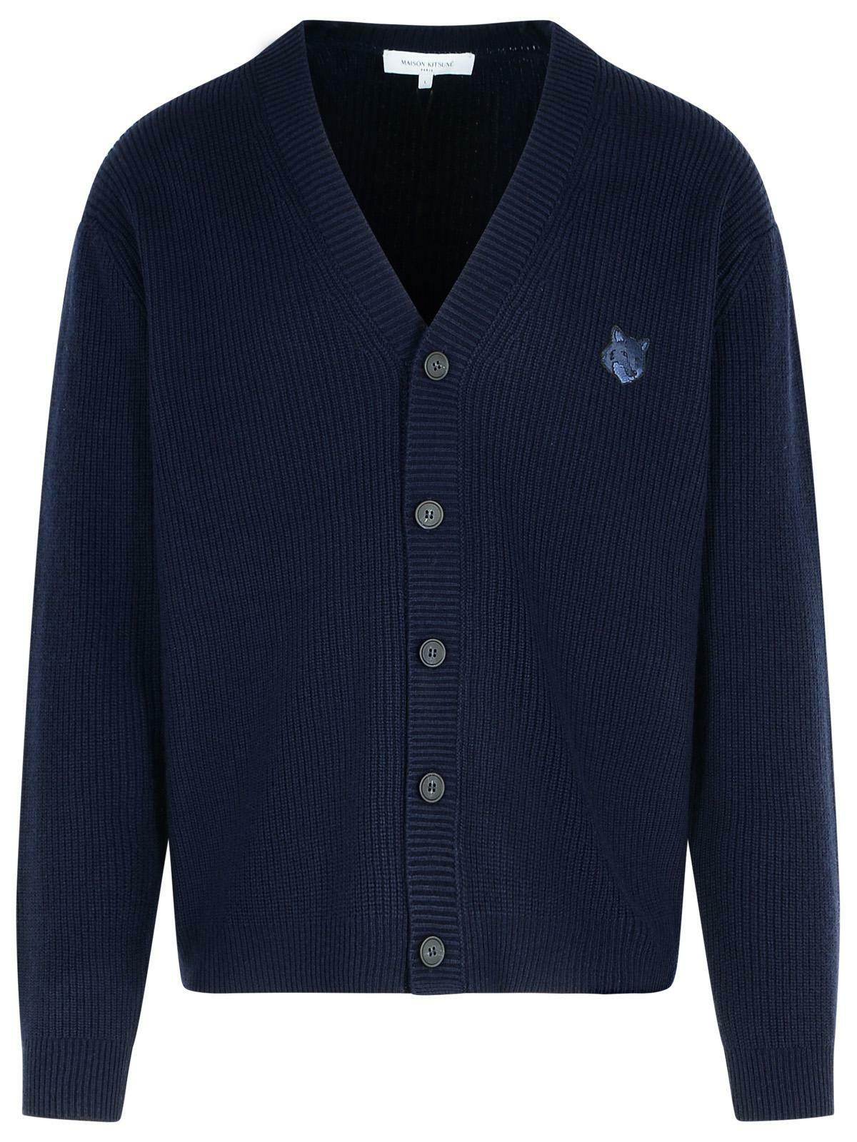 Maison Kitsune Cardigan Navy Maison Kitsuné Cardigan In Navy Wool