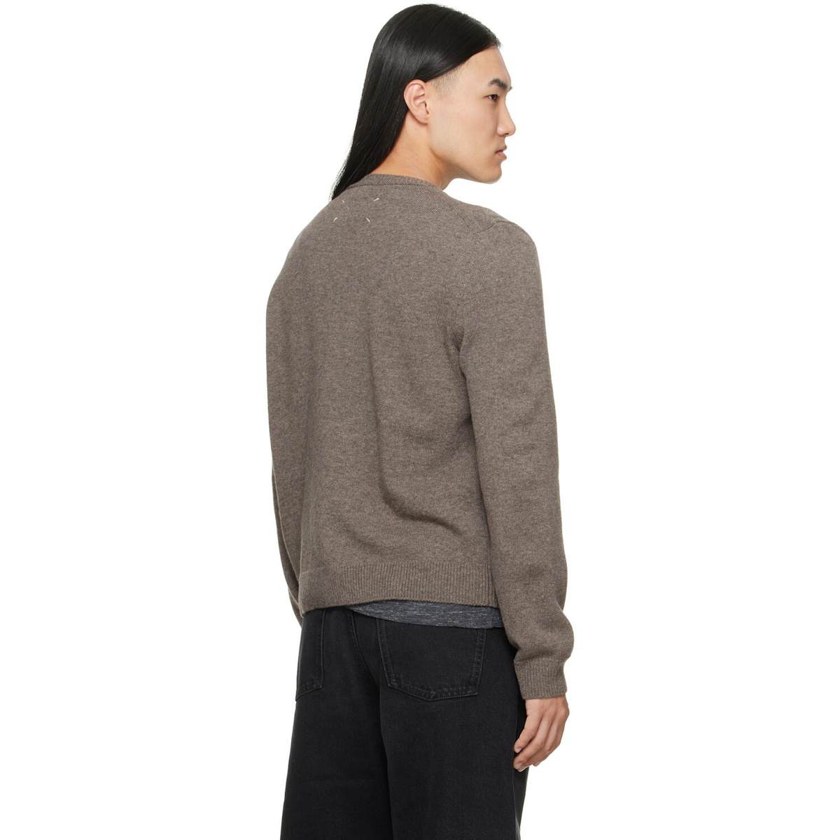 Maison Margiela Gray Fused Knit Wool Crewneck Sweater