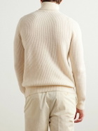 De Petrillo - Slim-Fit Ribbed Merino Wool and Cashmere-Blend Rollneck Sweater - Neutrals