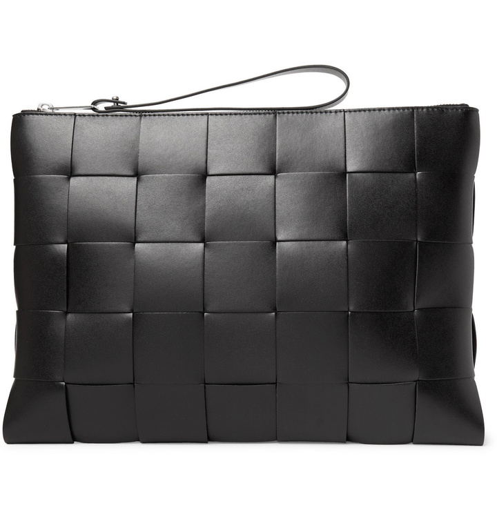 Photo: BOTTEGA VENETA - Large Intrecciato Leather Pouch - Black