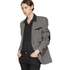 Saint Laurent Black and Off-White Tweed Allure Blazer