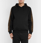 Fendi - Logo-Trimmed Fleece-Back Cotton, Wool, Silk and Cashmere-Blend Hoodie - Black