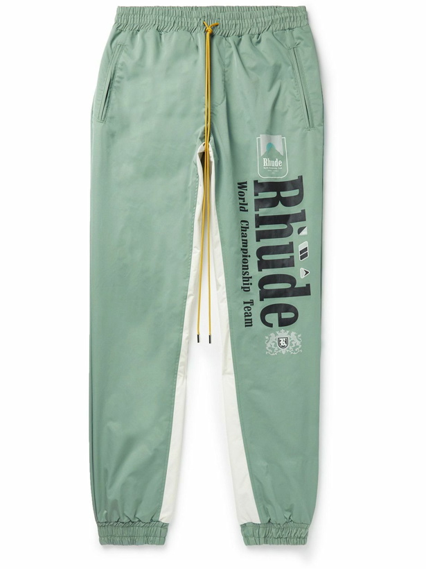 Photo: Rhude - Senna Flight Tapered Logo-Print Nylon Drawstring Trousers - Green