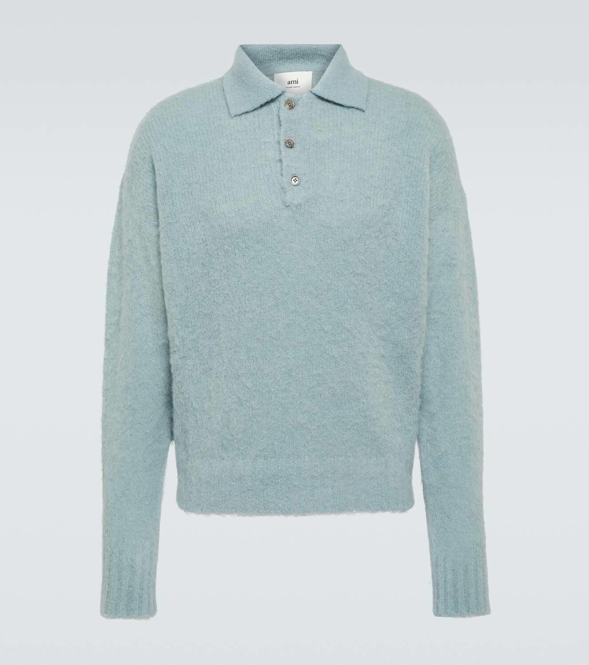 Ami Paris Alpaca and wool-blend polo sweater AMI