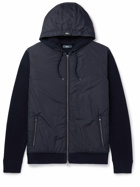 Herno - Waffle-Knit Cotton and Shell Hooded Jacket - Blue