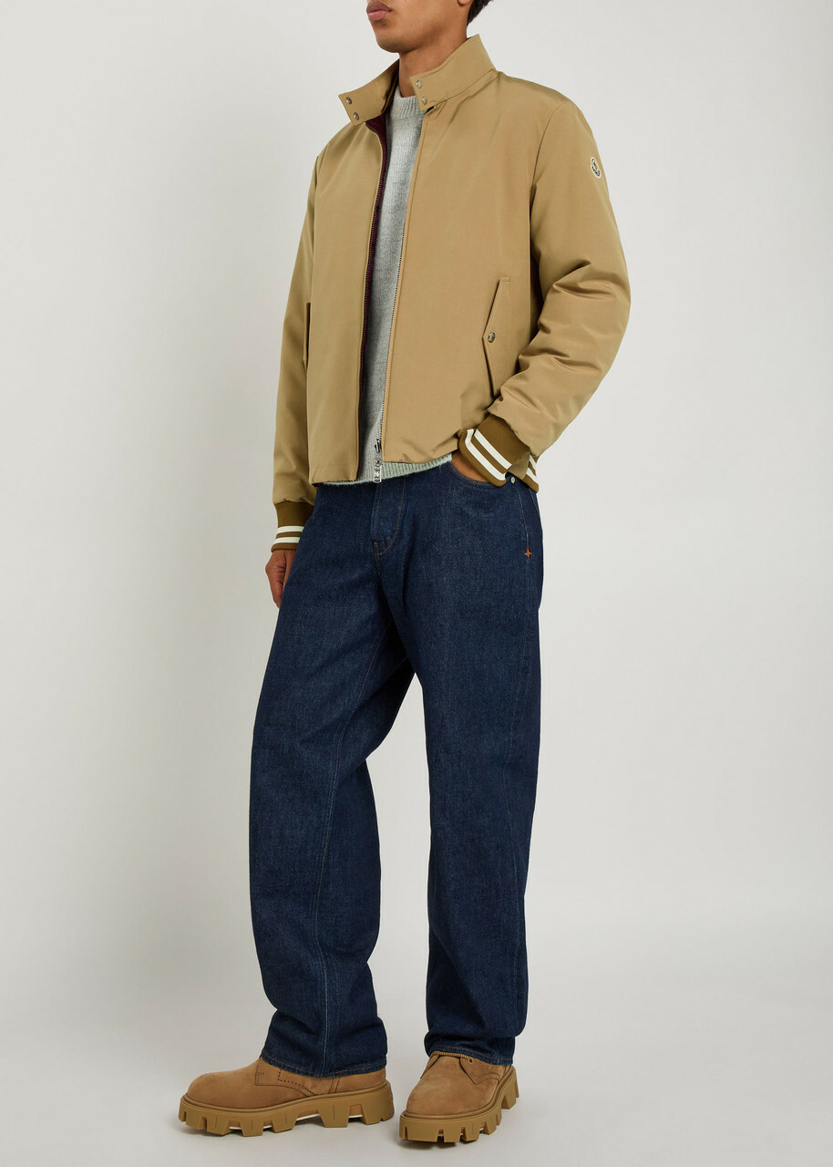 Moncler Reversible Padded Woven Bomber Jacket Beige