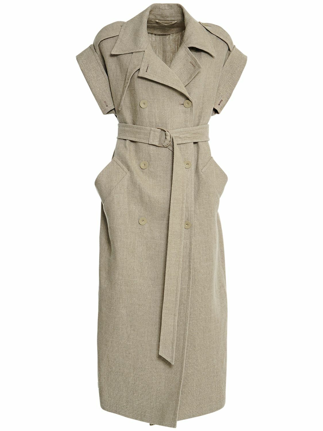- Max Mara , 捻れ　Long length MAX MARA - Girello Li Woven S/less Trench Coat Max Mara