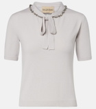 Valentino Embellished tie-neck virgin wool sweater