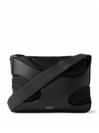 FERRAGAMO - Cut Out Full-Grain Leather and Shell Messenger Bag