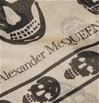 Alexander McQueen - Fringed Logo-Print Modal and Silk-Blend Scarf - Neutrals