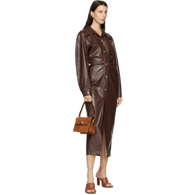 Nanushka Burgundy Vegan Leather Sami Dress Nanushka