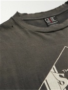 SAINT Mxxxxxx - Logo-Print Distressed Cotton-Jersey T-Shirt - Gray