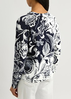 High Notion Floral-intarsia Knitted Jumper Navy