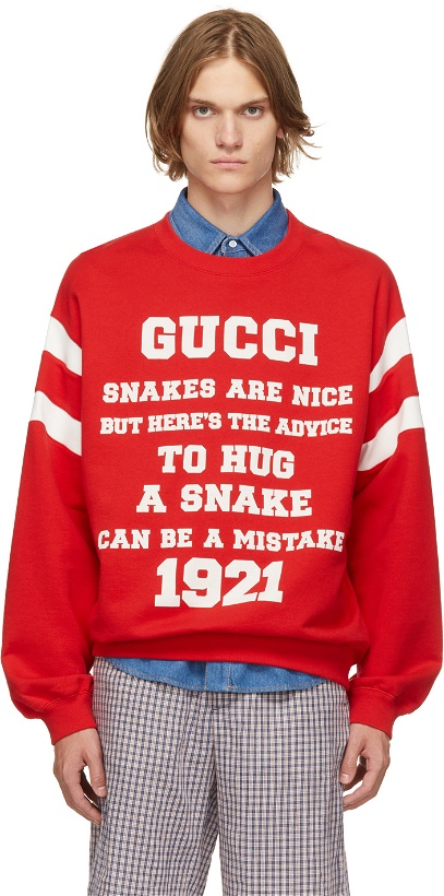 Photo: Gucci Red 'Snakes Are Nice' Sweatshirt