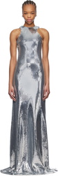 Mônot Silver Tank Top Sequin Maxi Dress