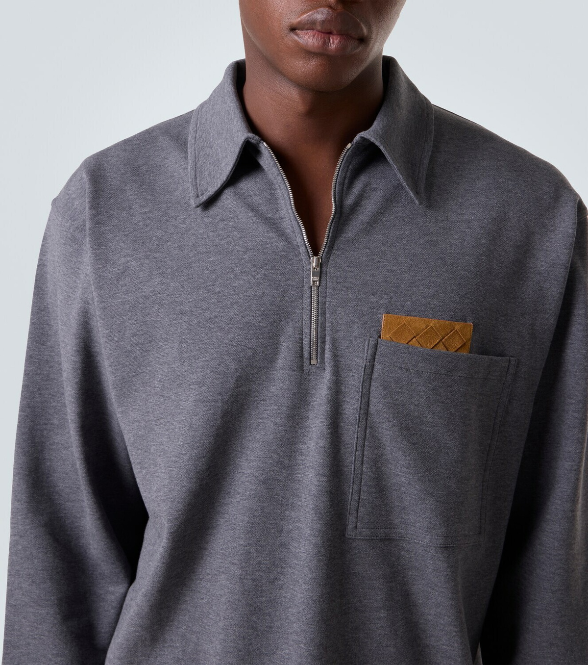 Bottega Veneta Intrecciato cotton jersey polo sweater
