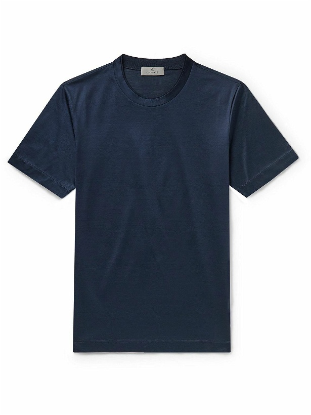 Photo: Canali - Slim-Fit Mercerised Cotton-Jersey T-Shirt - Blue