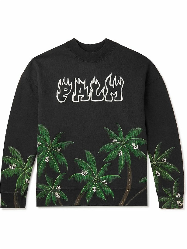 Photo: Palm Angels - Logo-Print Cotton-Jersey Sweatshirt - Black