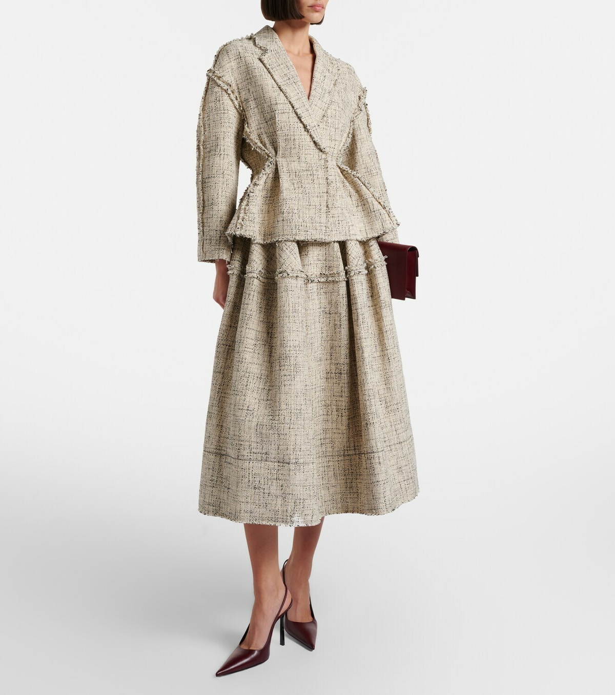 Erdem Cotton-blend tweed peplum jacket
