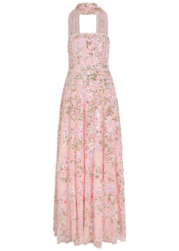 Photo: Needle & Thread Dream Garland Embellished Scarf-effect Gown Light Pink