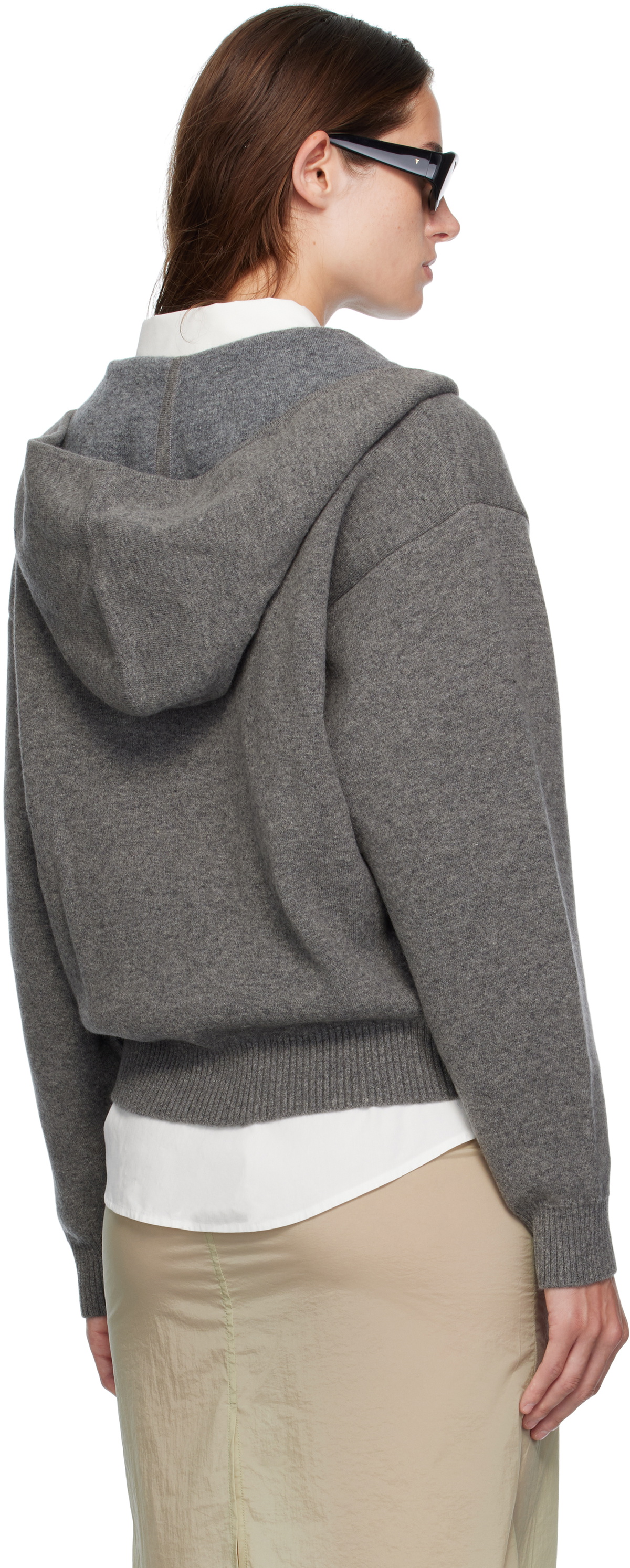 COOR Gray Double Face Wool Zip Hoodie