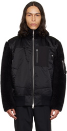 sacai Black Zip Bomber Jacket