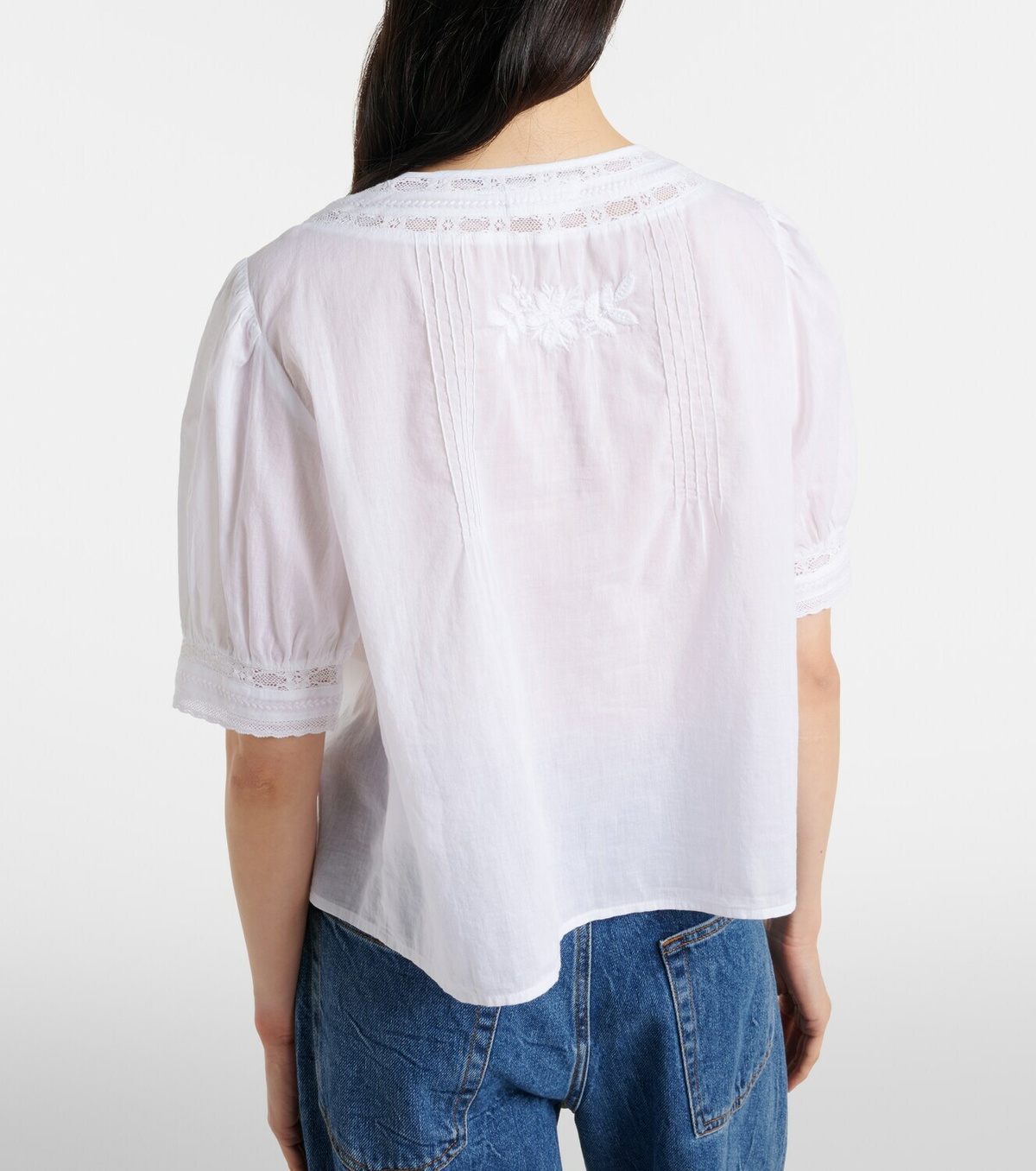 Velvet Mavis lace-trimmed cotton blouse