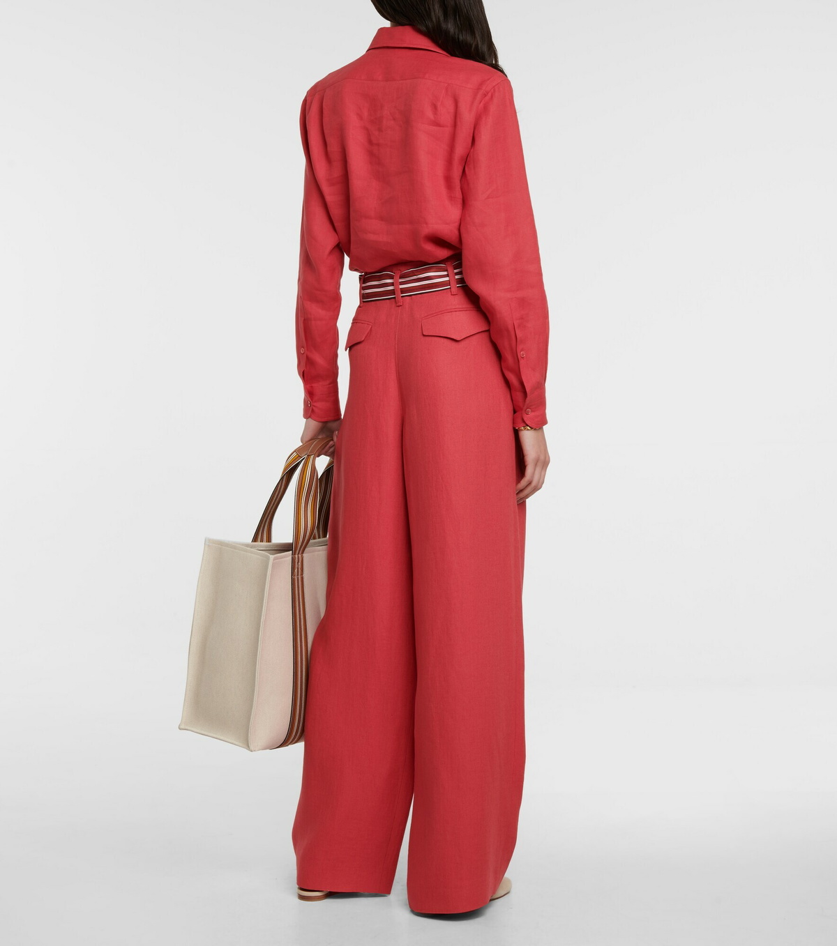 Loro Piana(ロロピアーナ) 赤いチノパン サイズ46 W32 Loro Piana - Thorne high-rise wide-leg linen pants Loro Piana