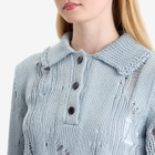 Acne Studios Women's Kummer Natural Cord Mouline Polo Neck Jumper in Light Blue