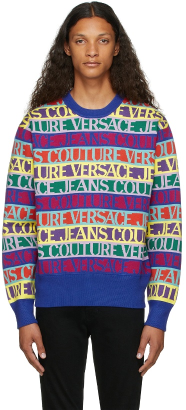Photo: Versace Jeans Couture Multicolor Jacquard Logo Sweater