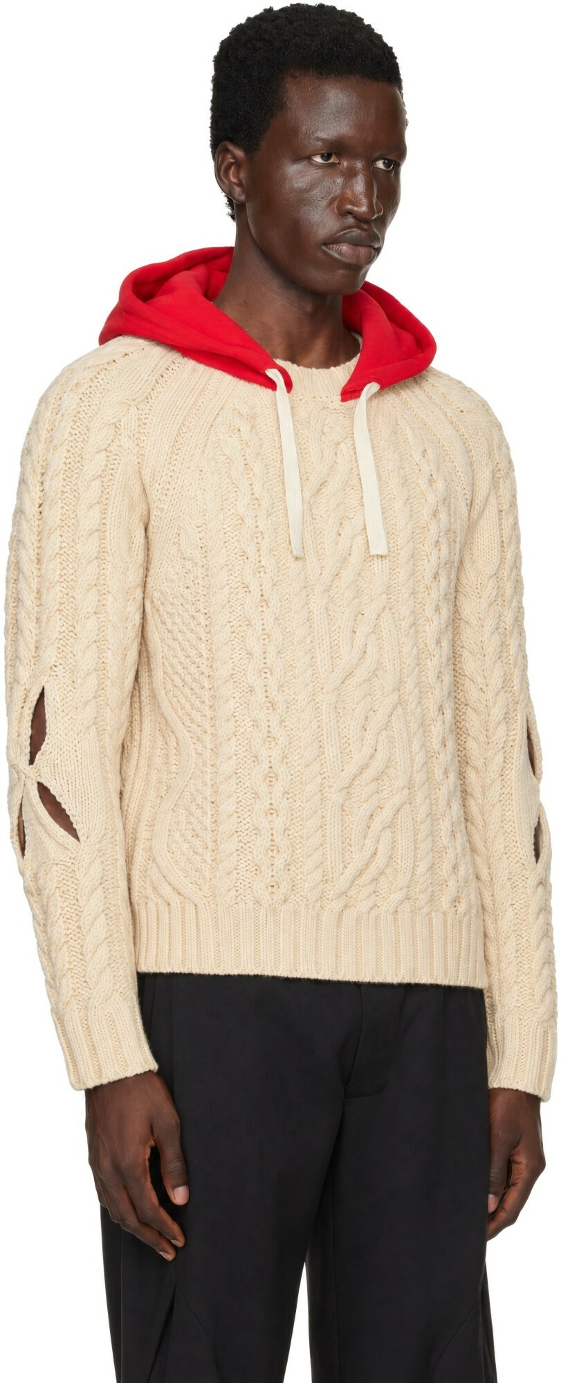 Stefan Cooke Beige Hooded Cable Sweater