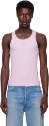Marine Serre Pink Moon Logo Ribbed Jersey Tank Top