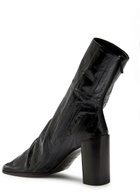 Lemaire Glove 90 Crinkled Glossed Leather Ankle Boots Black