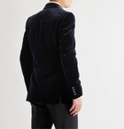 Favourbrook - Fawn Slim-Fit Grosgrain-Trimmed Cotton-Velvet Tuxedo Jacket - Blue