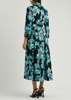 Diane Von Furstenberg Blaine Floral-print Stretch-cotton Midi Shirt Dress Black