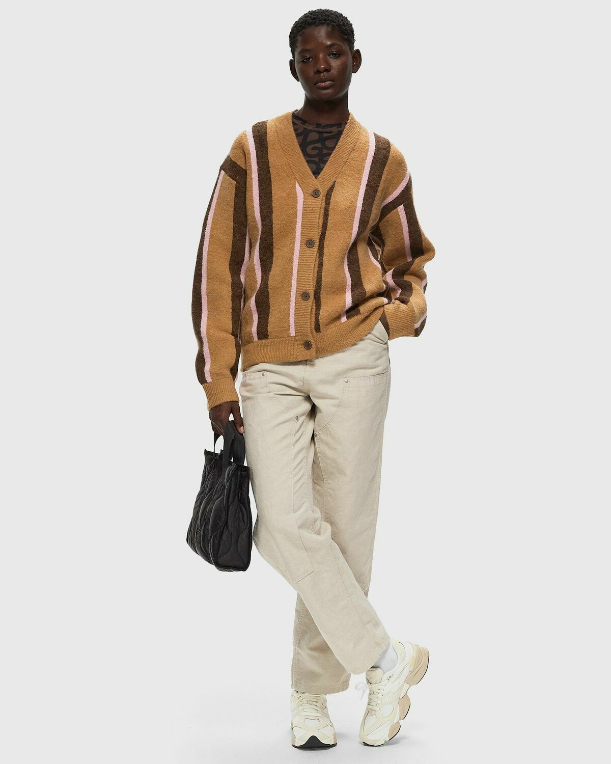Stine Goya Long Sleeve Cardigan Brown Zippers & Cardigans