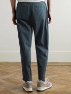 Folk - Assembly Straight-Leg Pleated Striped Cotton Suit Trousers - Blue