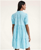 Brooks Brothers Women's Cotton Tiered Gingham Dress | Aqua
