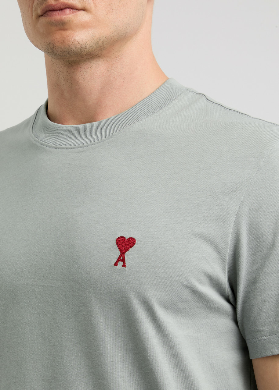 Ami Paris Logo-embroidered Cotton T-shirt Blue AMI
