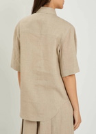 Tods Logo-embroidered Linen Shirt Beige