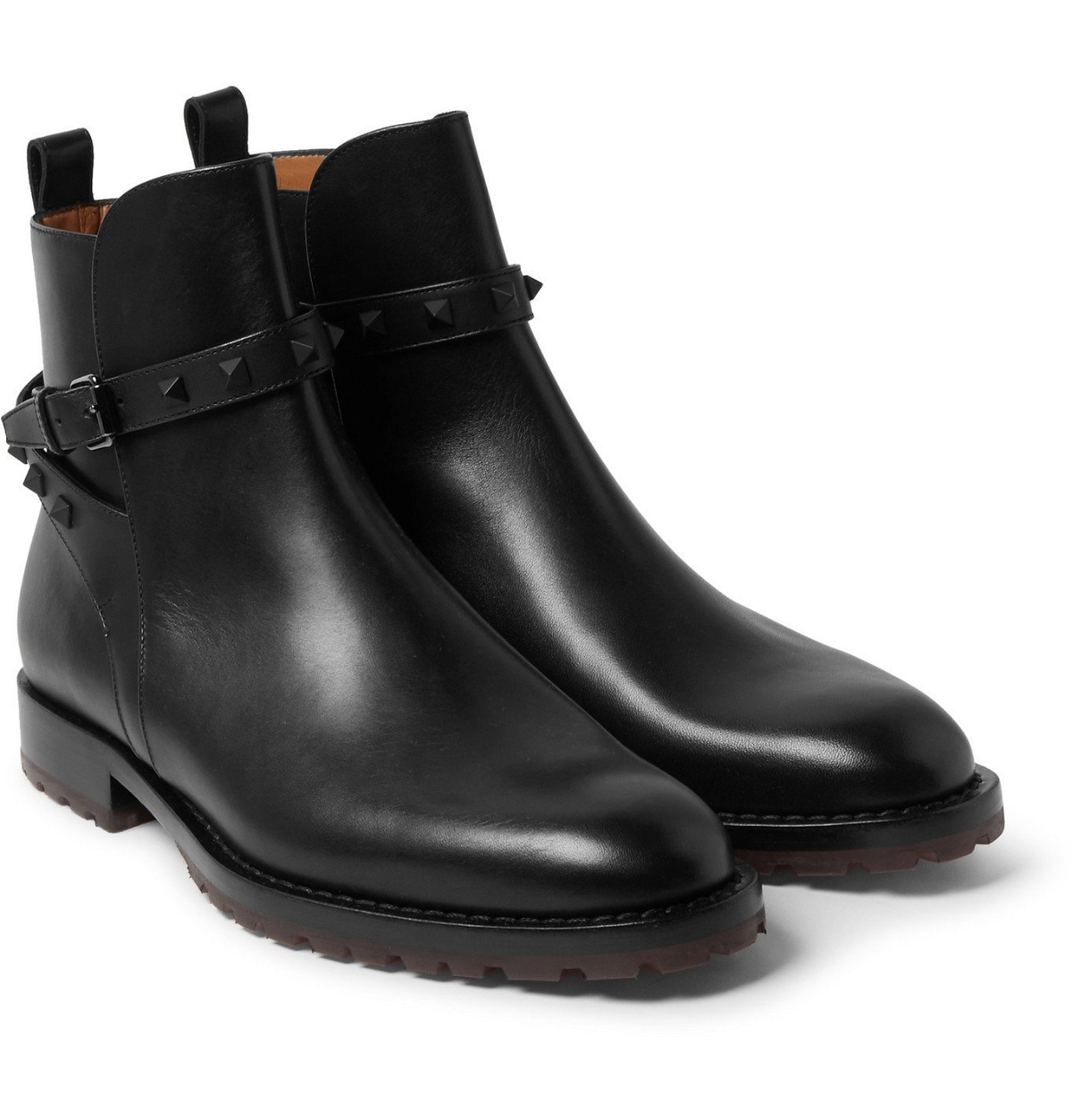 Photo: VALENTINO - Studded Leather Jodhpur Boots - Black