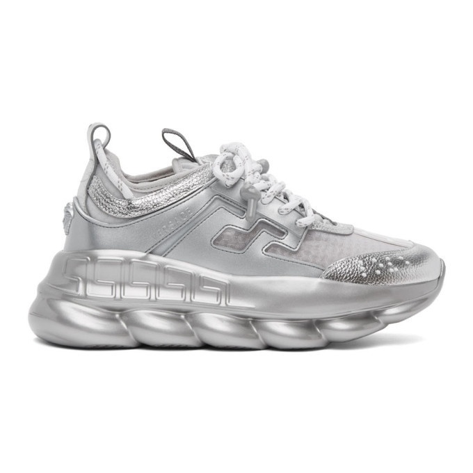 Photo: Versace Silver and White Chain Reaction Sneakers