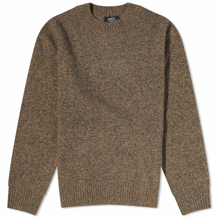 Photo: A.P.C. Men's Archie Wool Cashmere Crew Knit in Camel