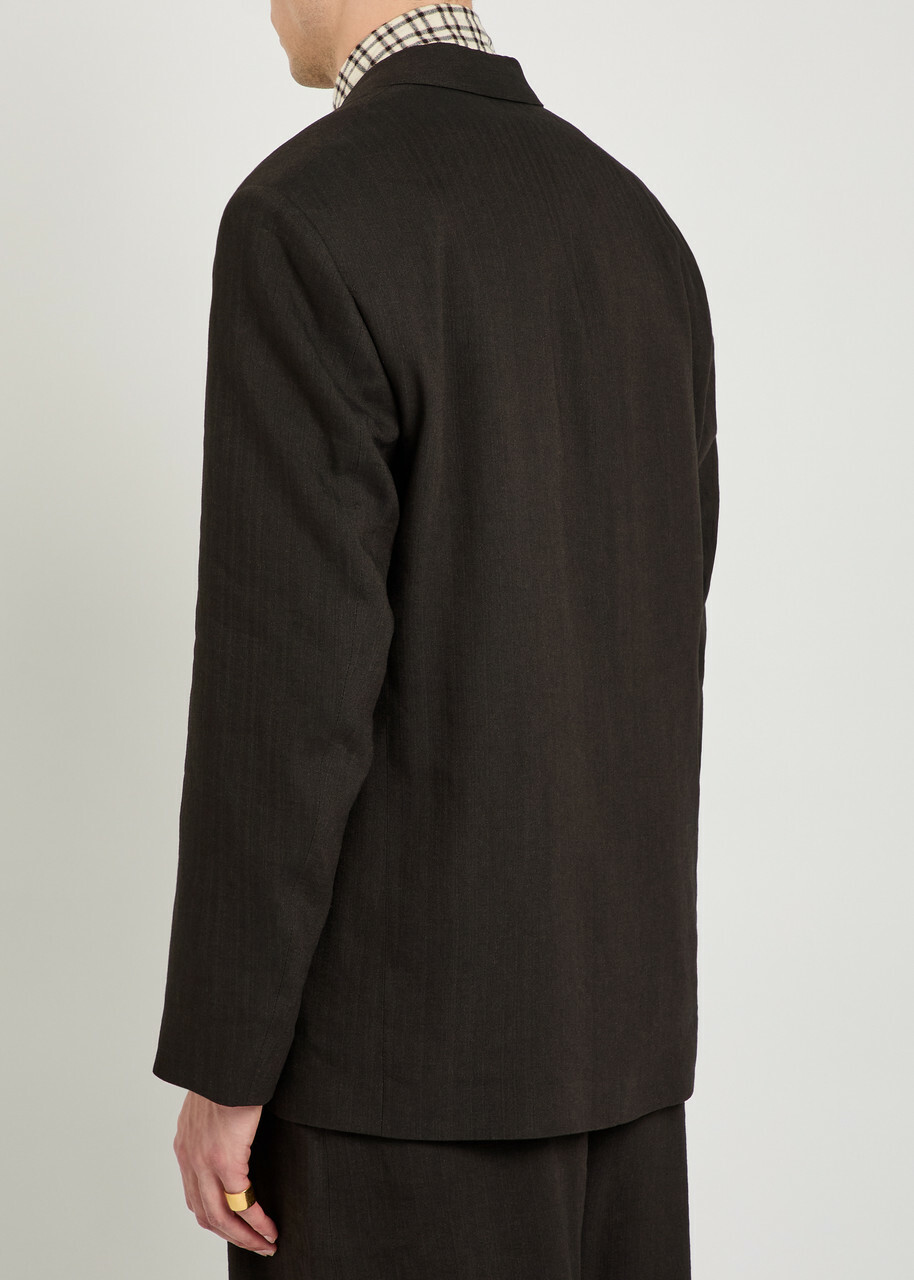 Studio Nicholson Double-breasted Woven Blazer Brown